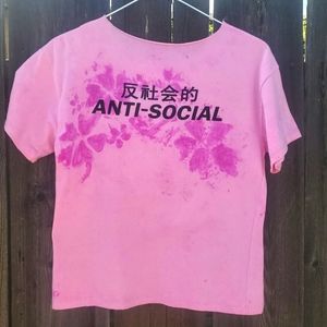 Pink anti social costom crop women's medium